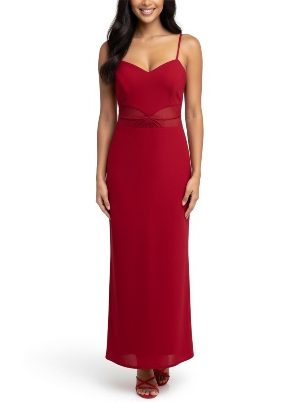 Frank Lyman Red Spaghetti-Strap Formal Evening Dress Size 10